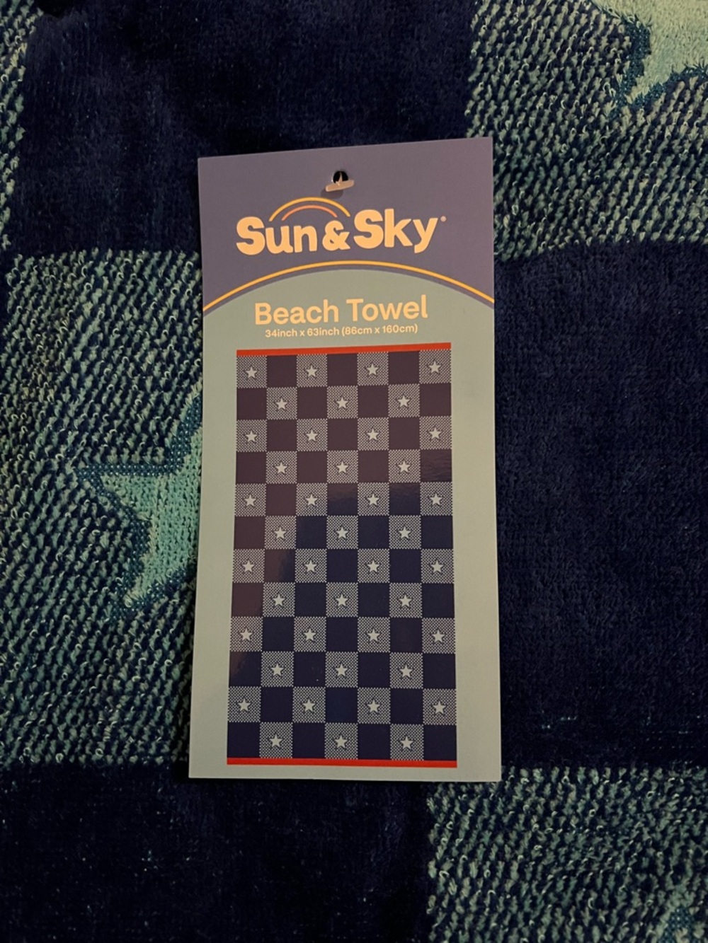 Sun & Sky Blue Checkered Star Beach Towel